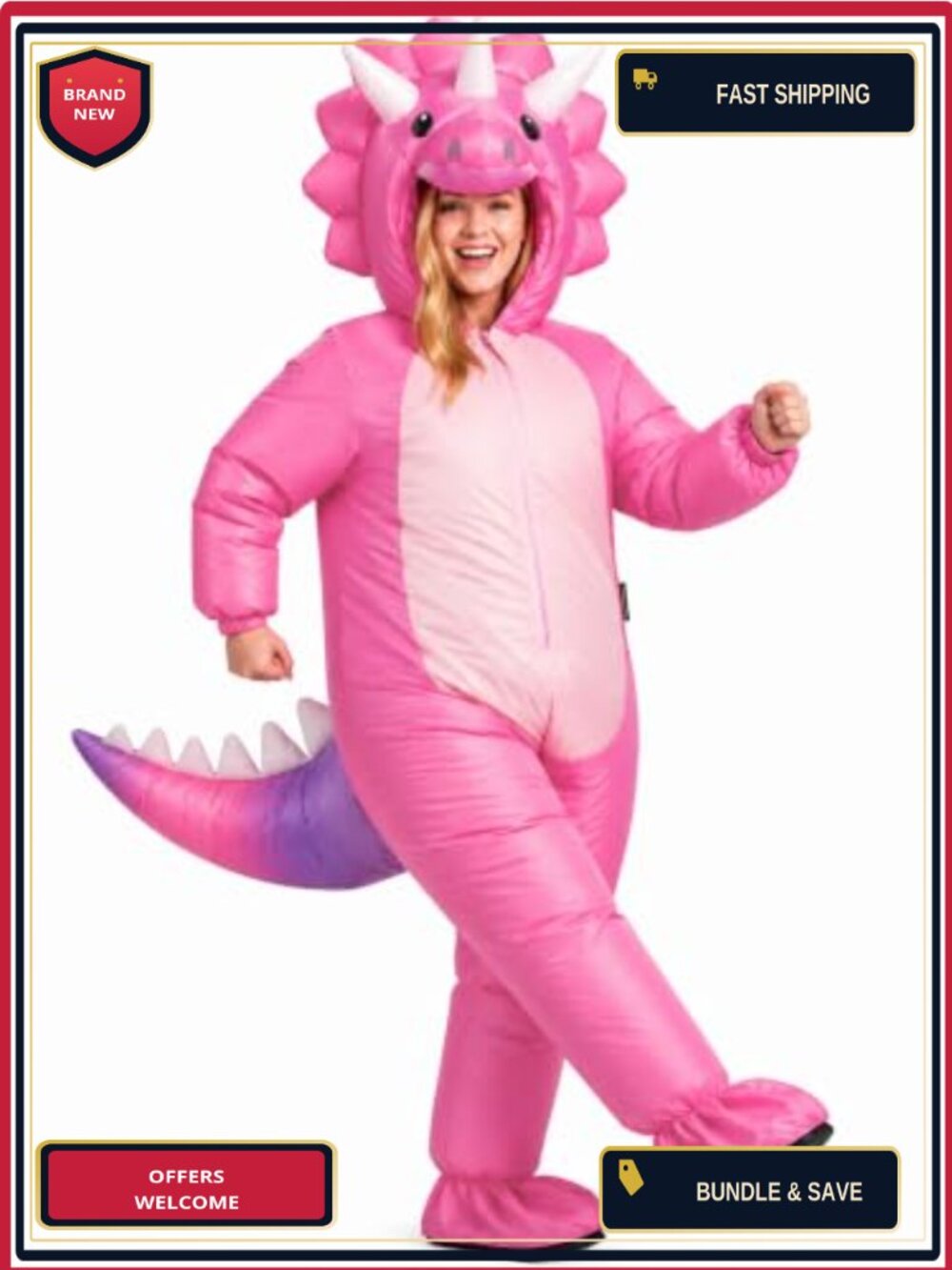 Inflatable Triceratops Dinosaur Costume Adult Halloween Cosplay Blow Up Suit